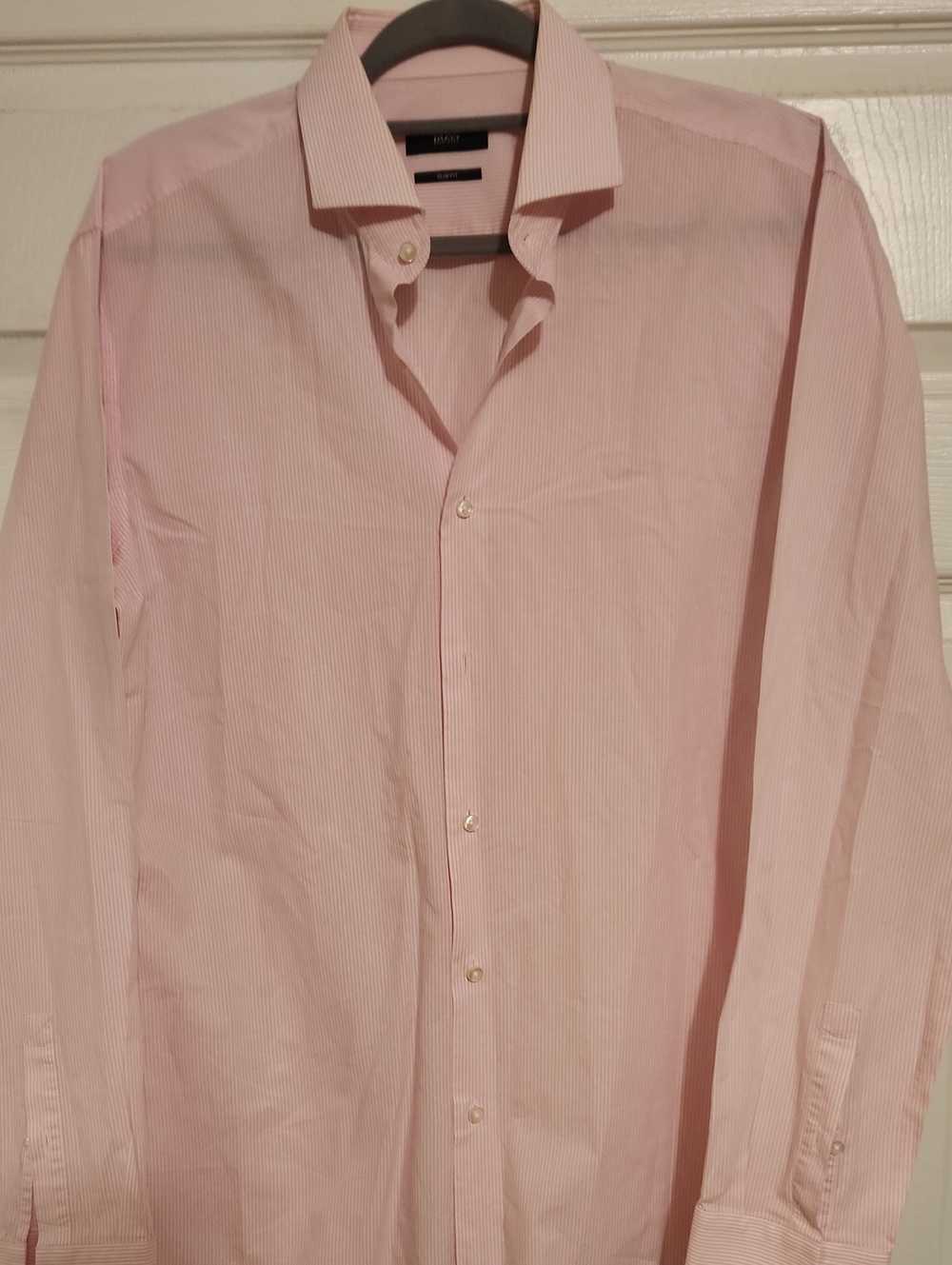 Hugo Boss Light Pink Stripe Men's Dress Shirt
